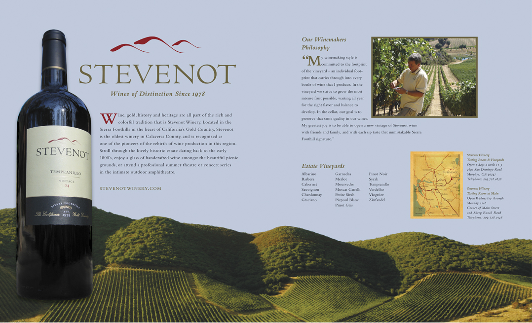 Stevenot Winery 2-page spread ad